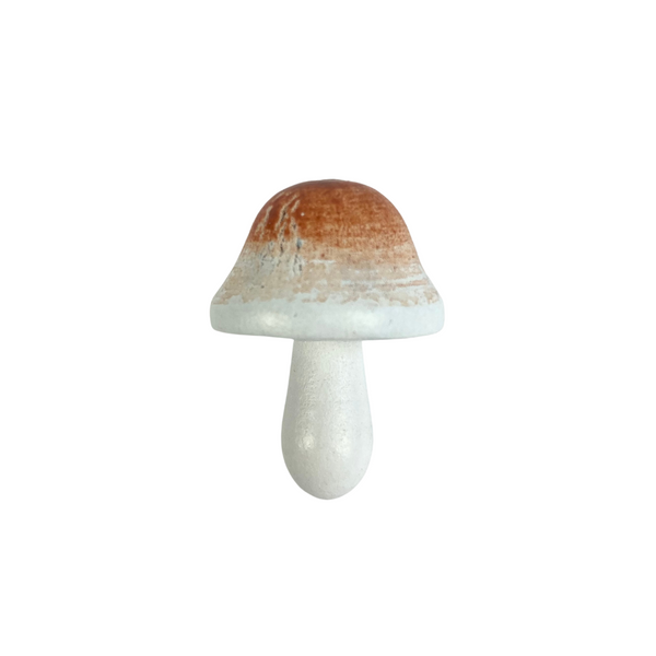 Painted Wooden Mushroom Figurines