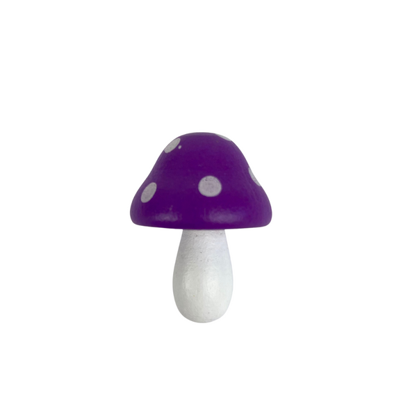 Painted Wooden Mushroom Figurines