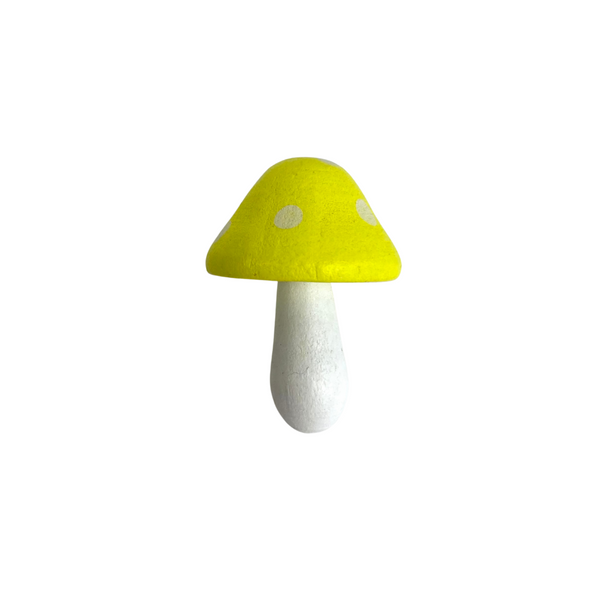 Painted Wooden Mushroom Figurines