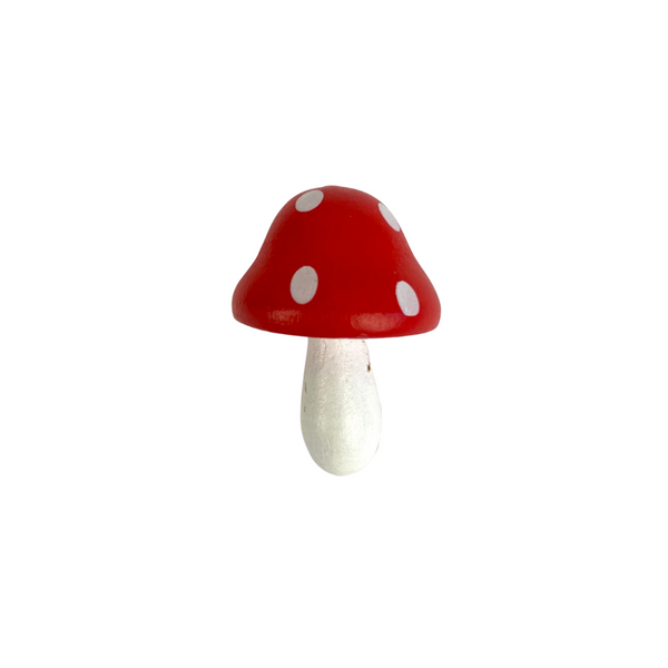 Painted Wooden Mushroom Figurines