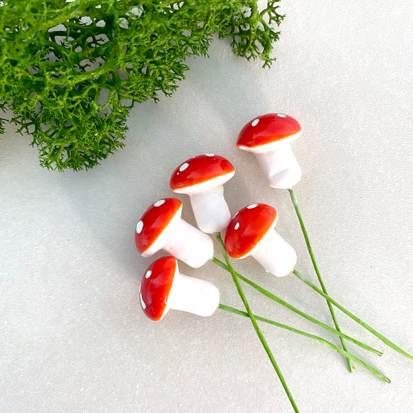 Red Mushroom Figurines