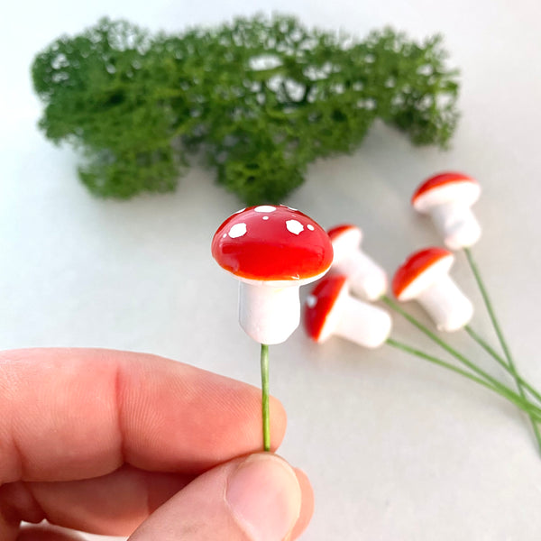 Red Mushroom Figurines